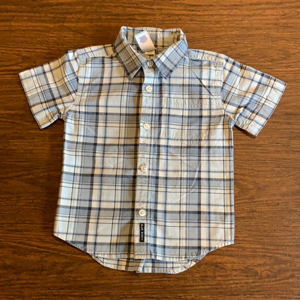 Old Navy baby boy 2T blue plaid short sleeve shirt